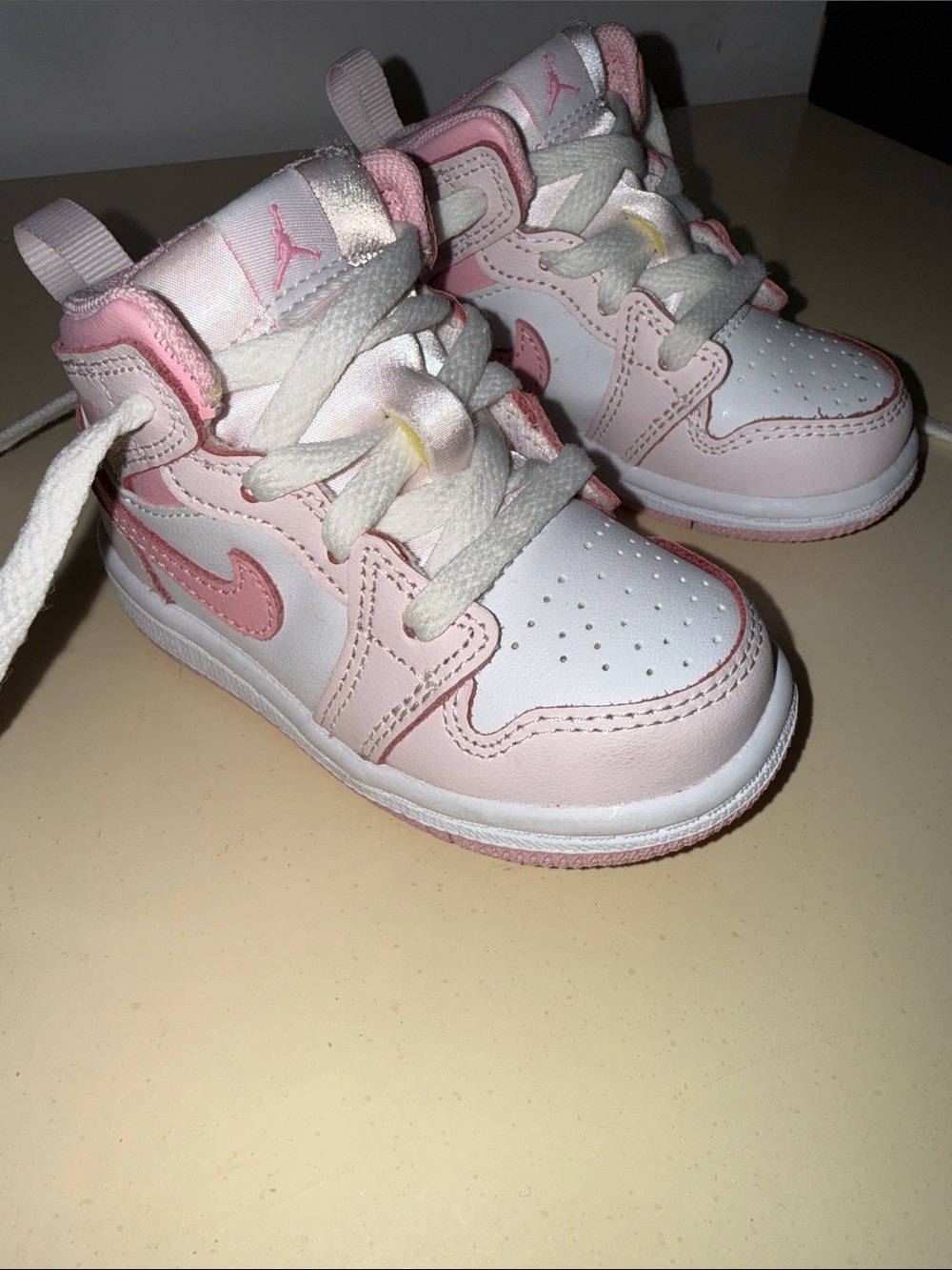 Jordan Kids Pink and White High-Top Sneakers